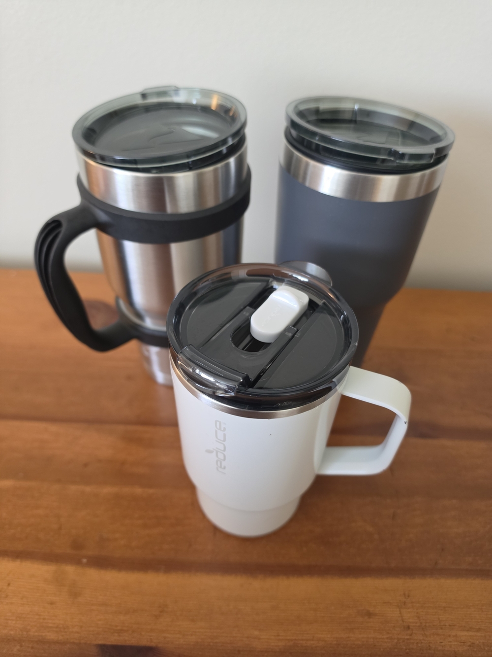 White Insulated Travel Mug with Handle Lot Of 3